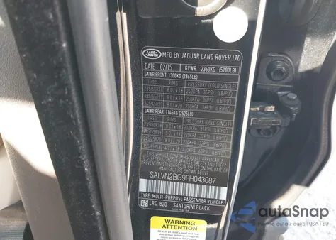 2015 Land Rover Range Rover Evoque Pure из США, поврежденный, VIN SALVN2BG9FH043087